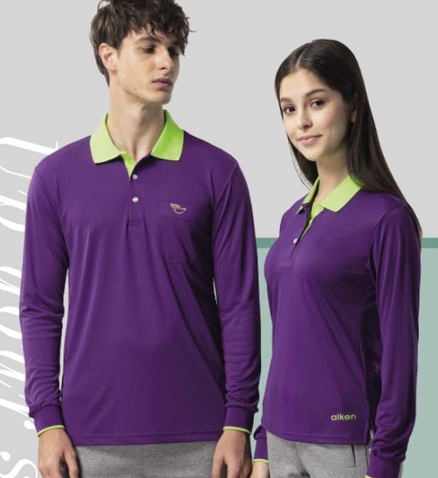 伯-長袖POLO衫 ( 吸濕排汗 ) - 紫、桃紅、湖綠